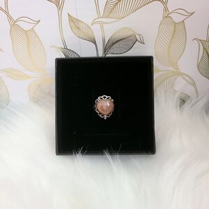 Sterling Silver S925 Heart Moonstone Ring-Adjustable Band